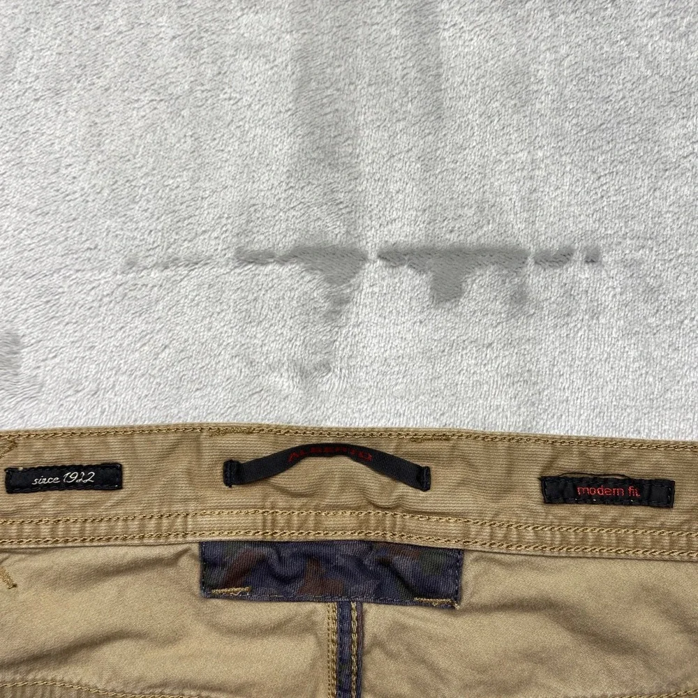 Alberto‎ Modern Fit Trousers Khaki Tan Chinos Men's Sz 38 Cotton Stretch Preppy